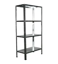 Стеллаж металл BOOMHOUSE (БУМХАУС) в1200*ш600*г300мм, 4 полки, нагрузка на стеллаж до 120 кг, серебристый, 291417