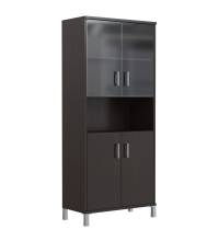 Шкаф высокий с малыми стеклянными и глухими дверьми B 430.10 Венге Магия 900х450х2054 