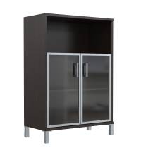 Шкаф средний с малыми стеклянными дверьми в AL-рамке B 420.4 Венге Магия 900х450х1286 